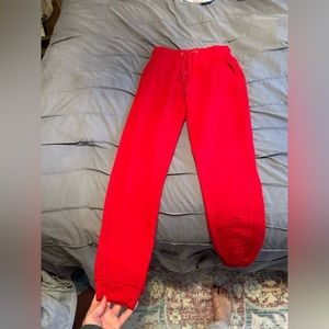 Red jogger sweatpants